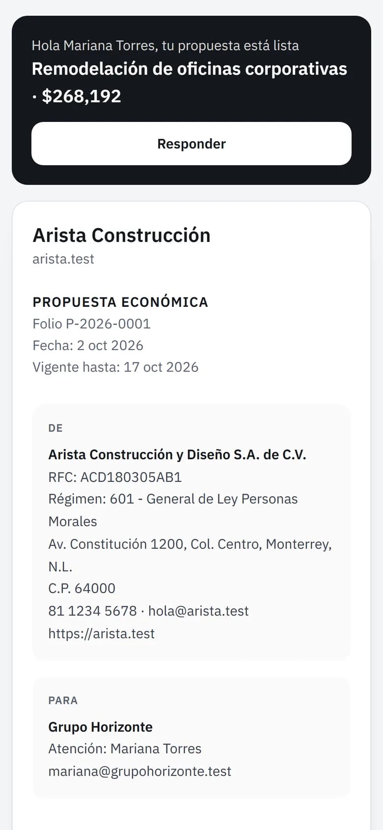 Propuesta de Miralotu en el celular